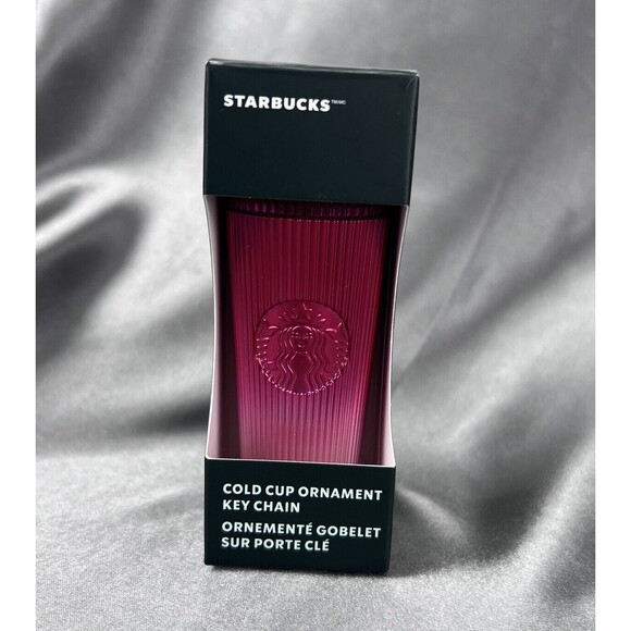 Starbucks Cold Cup Key Chain‎ Ornament Pleated Hot Pink Ombre 3" Tall 2024 Gifts - Picture 1 of 9